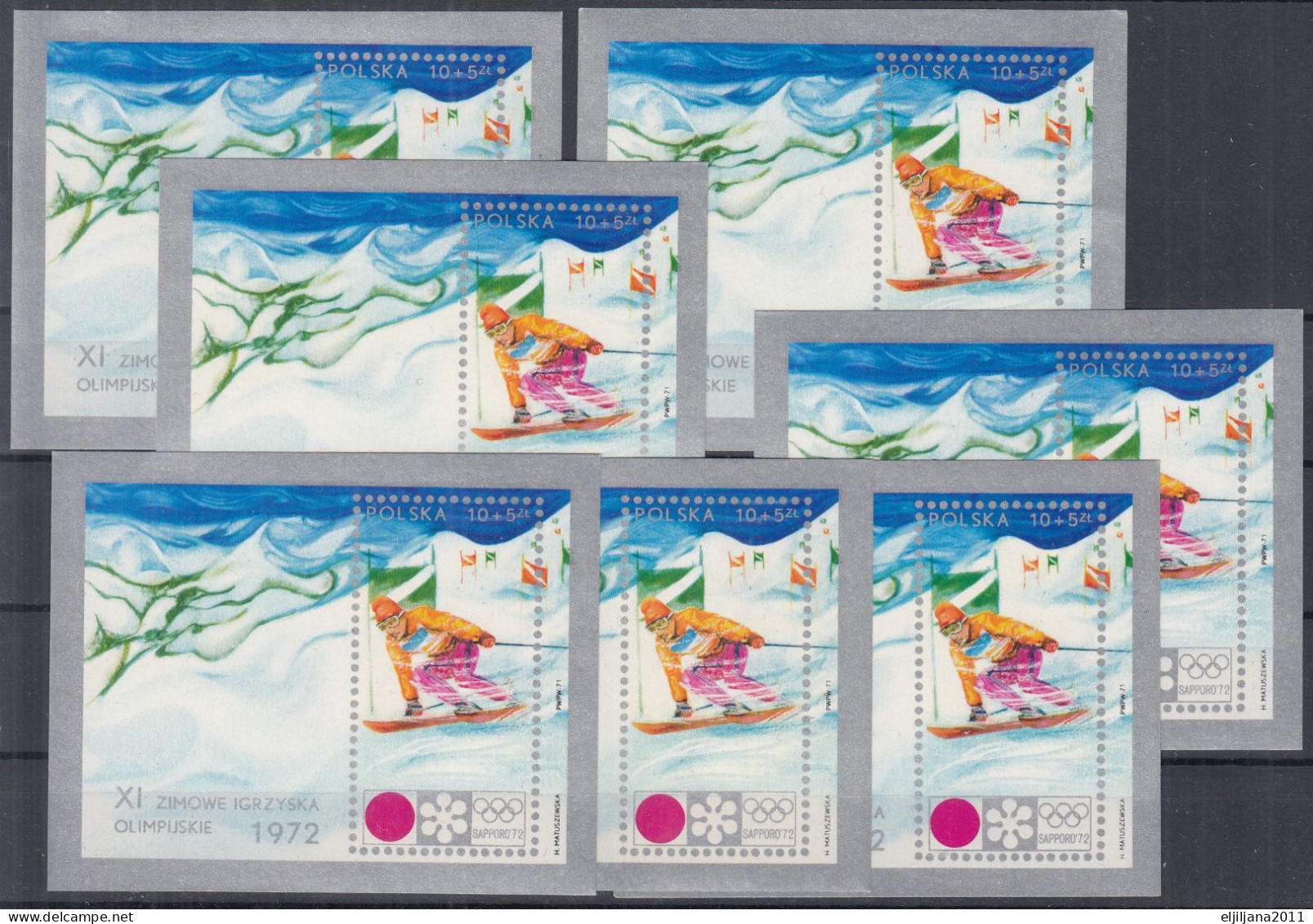 ⁕ Poland / Polska 1972 ⁕ Winter Olympic Games, Sapporo Mi.2147 Block 49 ⁕ 7v MNH - Unused Stamps