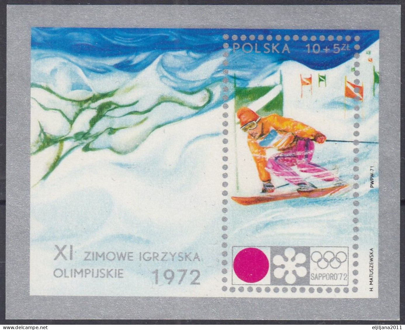 ⁕ Poland / Polska 1972 ⁕ Winter Olympic Games, Sapporo Mi.2147 Block 49 ⁕ 7v MNH - Nuevos