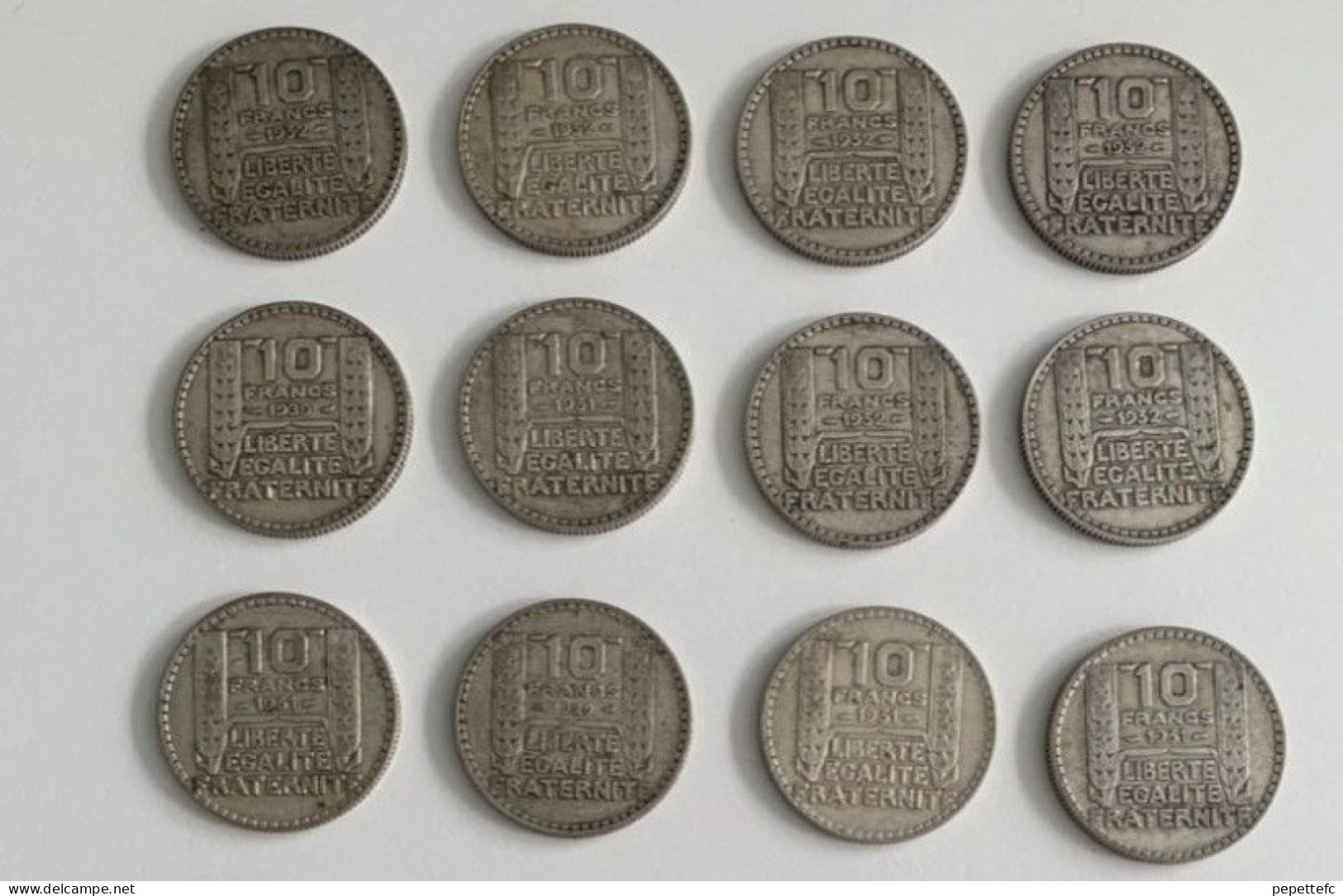 Lot De 12 Pièces - 10 Francs Turin En Argent - 10 Francs