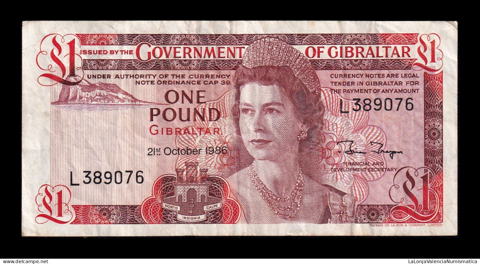 Gibraltar 1 Pound Elizabeth II 1986 Pick 20d Mbc Vf - Gibraltar