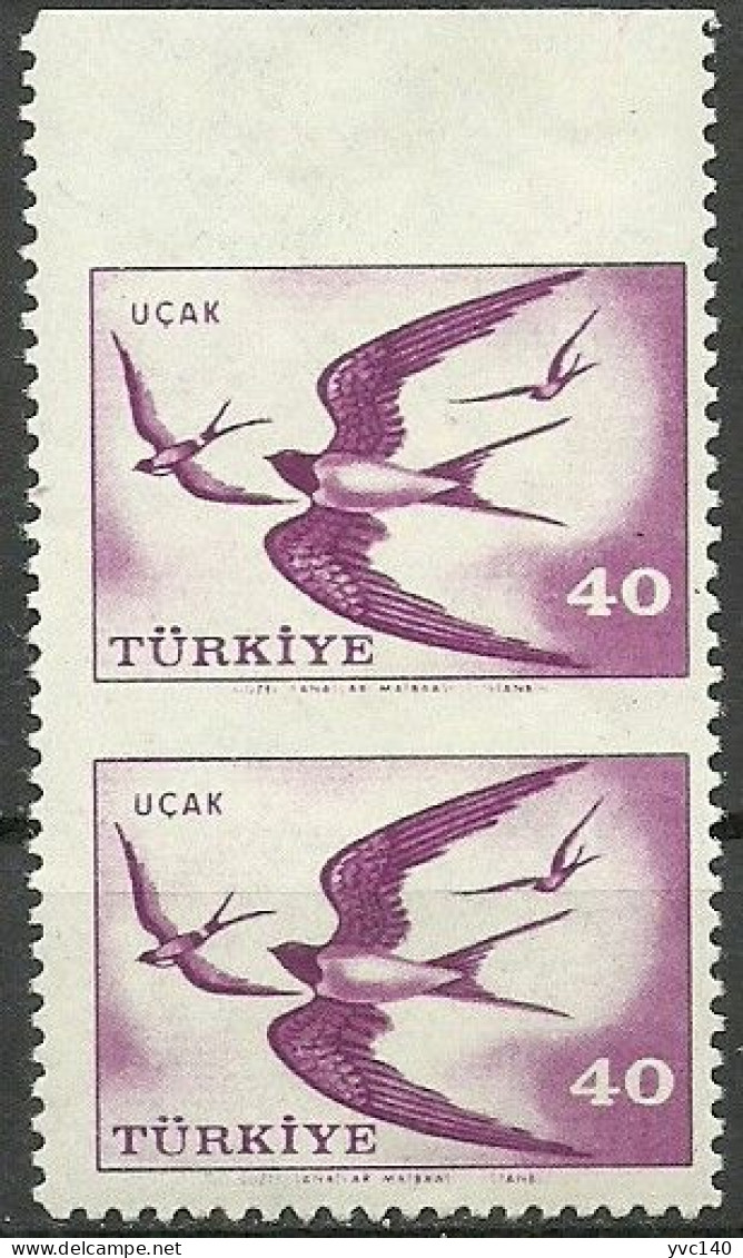 Turkey; 1959 Airmail Stamp 40 K. ERROR "Imperf. Edge" - Ungebraucht