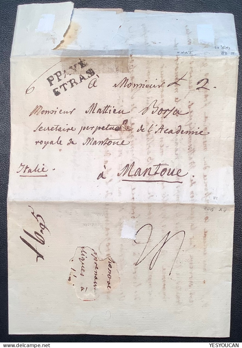 „P PAYE STRAS“ 1791 Lettre Autographe Mathématicien ARBOGAST Strasbourg Alsace>MANTOVA Lombardo-Veneto (Italia Science - 1701-1800: Précurseurs XVIII