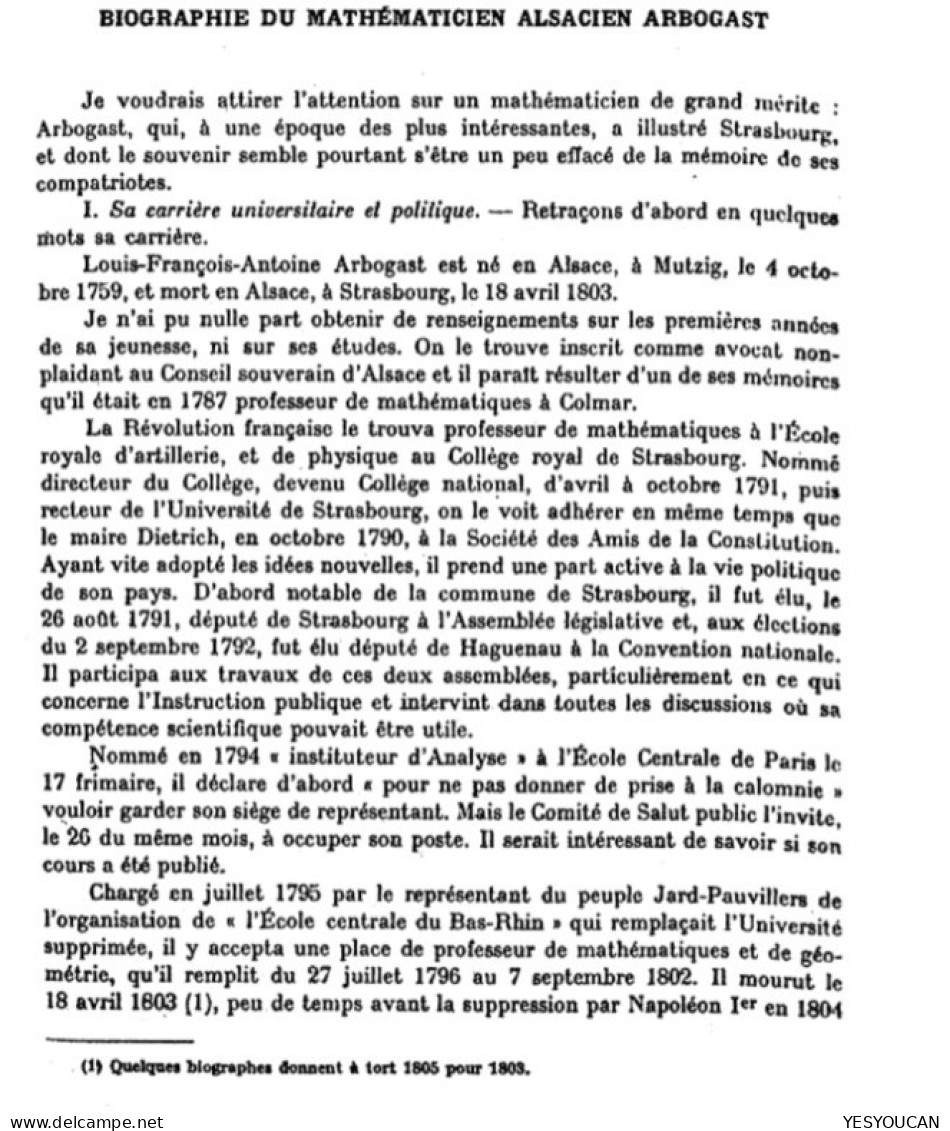 „P PAYE STRAS“ 1791 Lettre Autographe Mathématicien ARBOGAST Strasbourg Alsace>MANTOVA Lombardo-Veneto (Italia Science - 1701-1800: Vorläufer XVIII