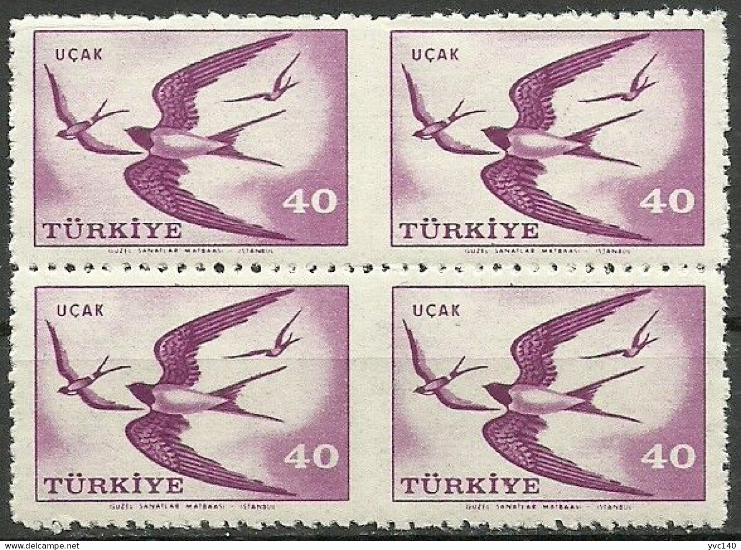 Turkey; 1959 Airmail Stamp 40 K. ERROR "Partially Imperf." - Nuovi