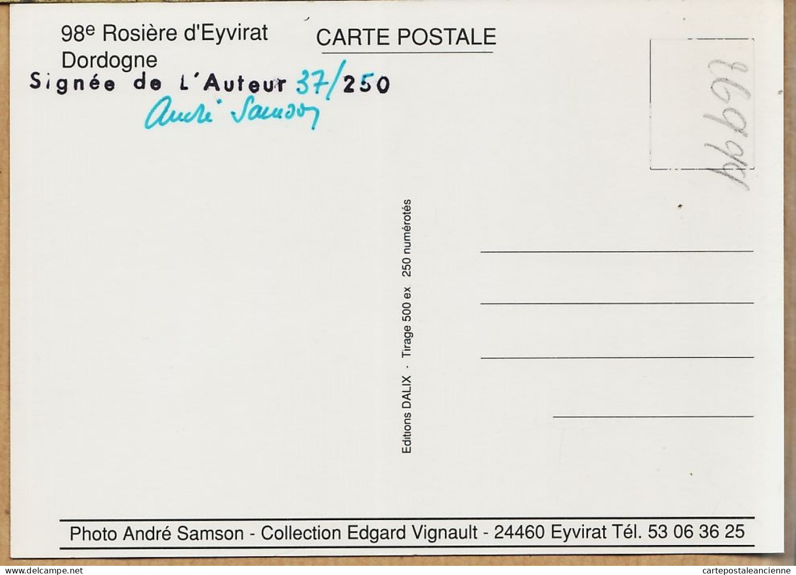 01234 / Avec Autographe André SAMSON 37/250 EYVIRAT Dordogne 98em ROSIERE Multivues Collection Edgard VIGNAULT - Other & Unclassified