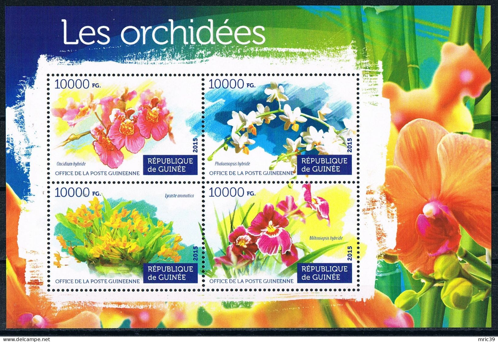 Bloc Sheet  Fleurs Orchidées Flowers Orchids  Neuf  MNH ** Guinea Guinée 2015 - Orchideen