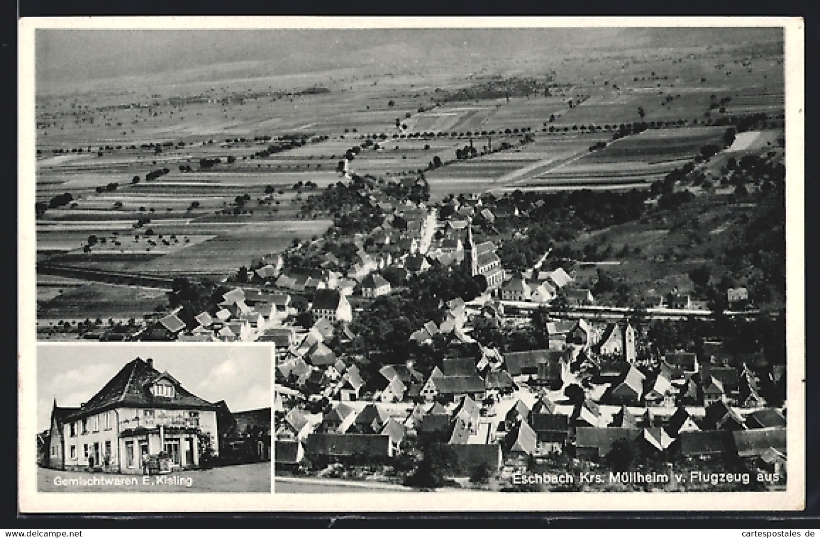 AK Eschbach / Müllheim, Gemischtwarenhandlung Von E. Kisling, Fliegeraufnahme  - Muellheim