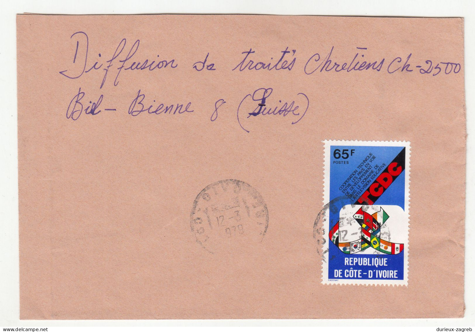 Cote d'Ivoire 12 letter covers posted 1979-1988 to Switzerland b240510