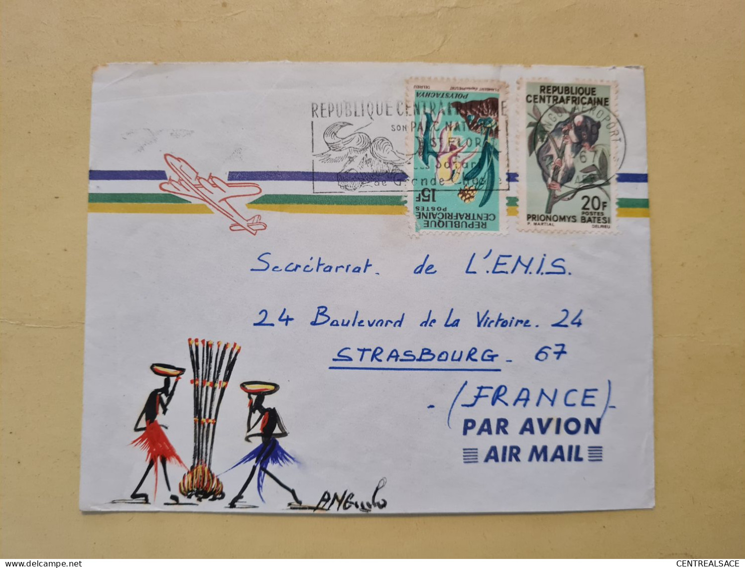 Lettre 1967 REPUBLIQUE CENTRAFRICAINE FLAMME BANGUI AEROPORT - Zentralafrik. Republik