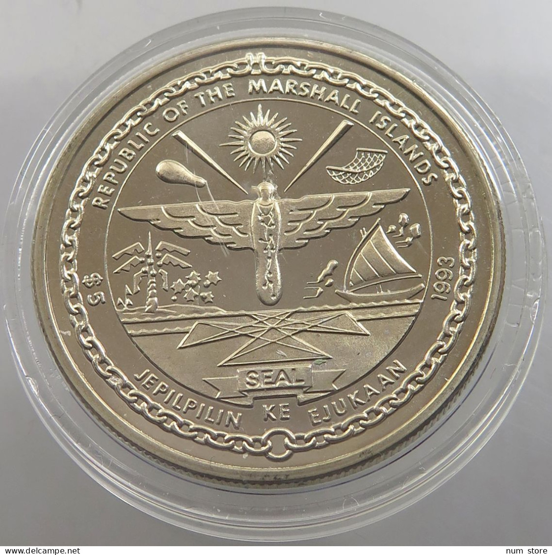 MARSHALL ISLANDS 5 DOLLARS 1993 PROOF #sm14 0317 - Marshall Islands