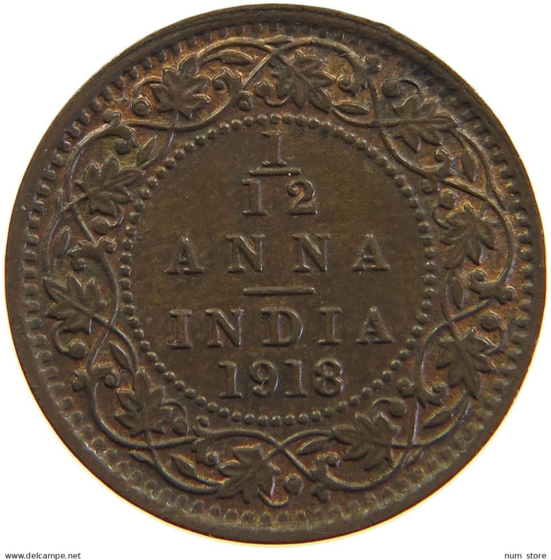 INDIA BRITISH 1/12 ANNA 1918 #s105 0553 - India