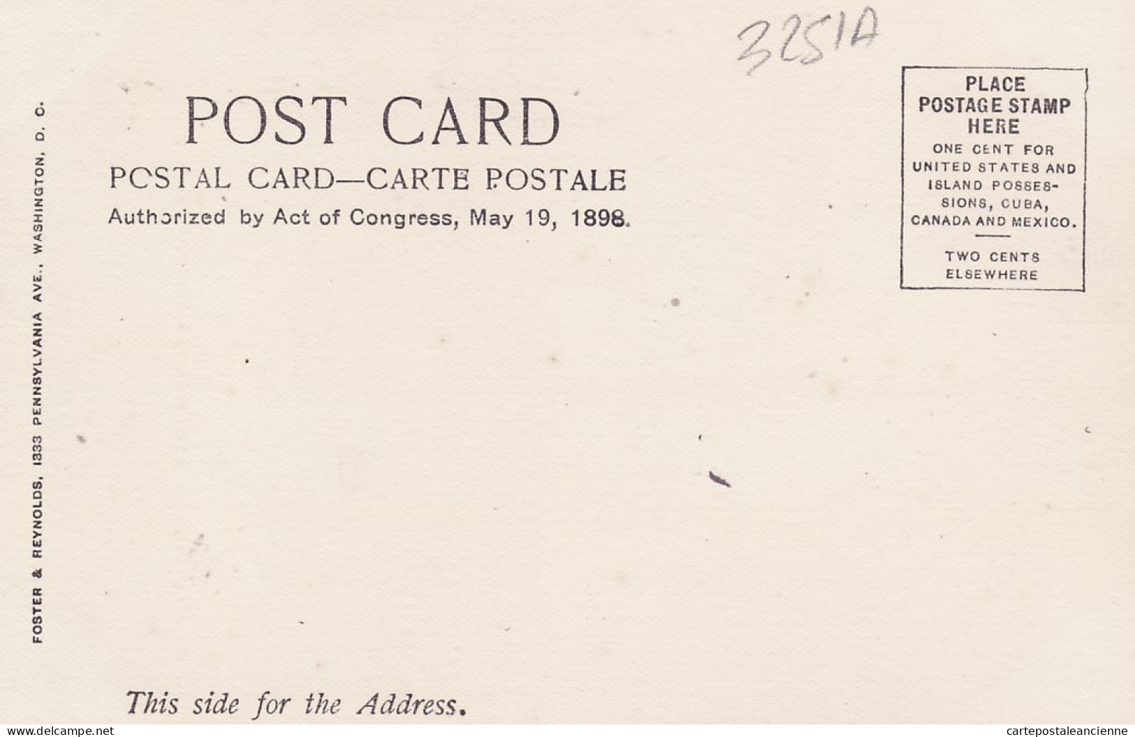 01660 / WASHINGTON Monument WASHINGTON D-C 1890s FOSTER- REYNOLDS N° 4 Authorized Act Congress May 19, 1898 - Washington DC