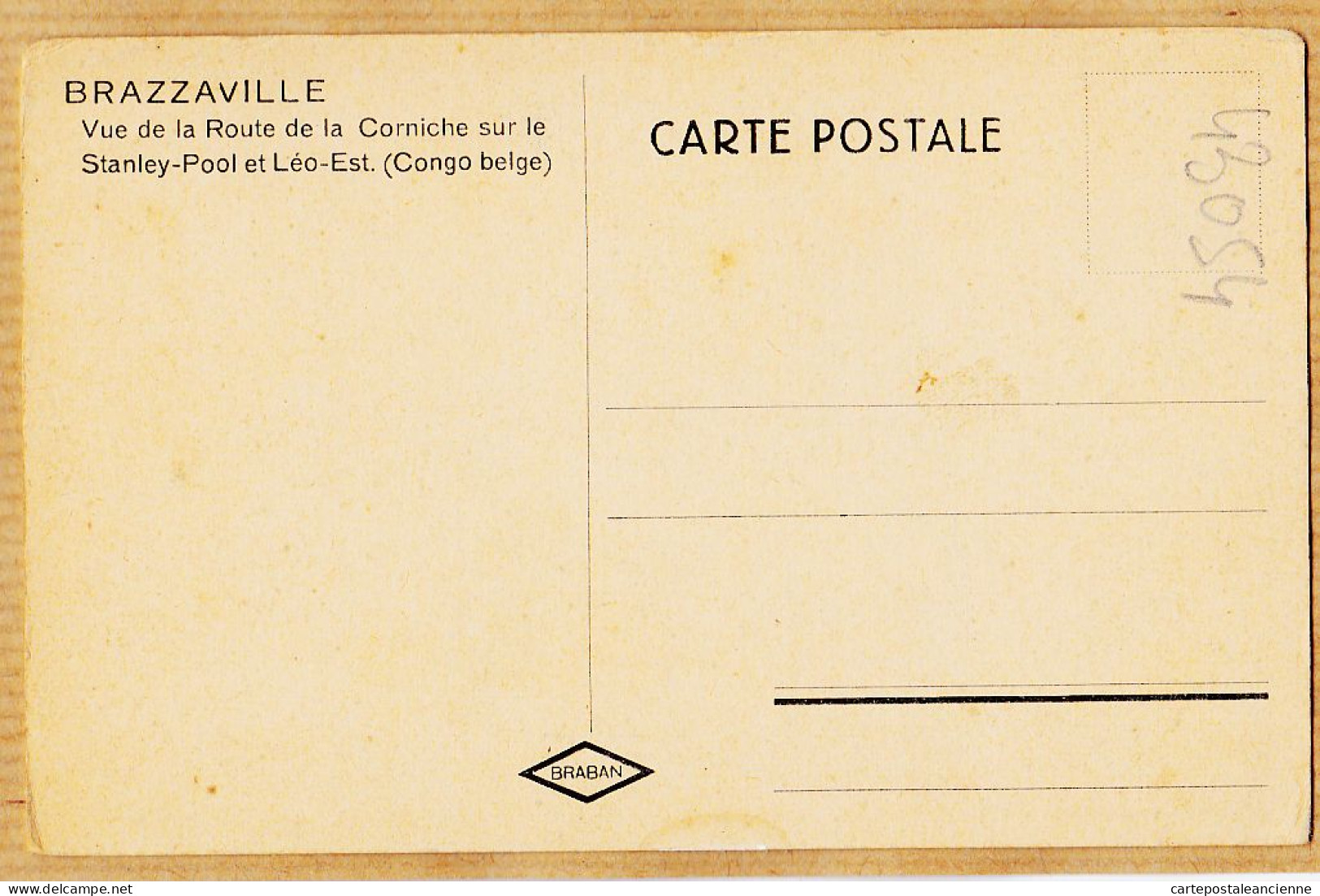 01572 / ⭐ ♥️ (•◡•) CONGO-BRAZZAVILLE Vue De La Route De La Corniche STANLEY-POOL Et LEO-EST 1920s BRABAN - Brazzaville