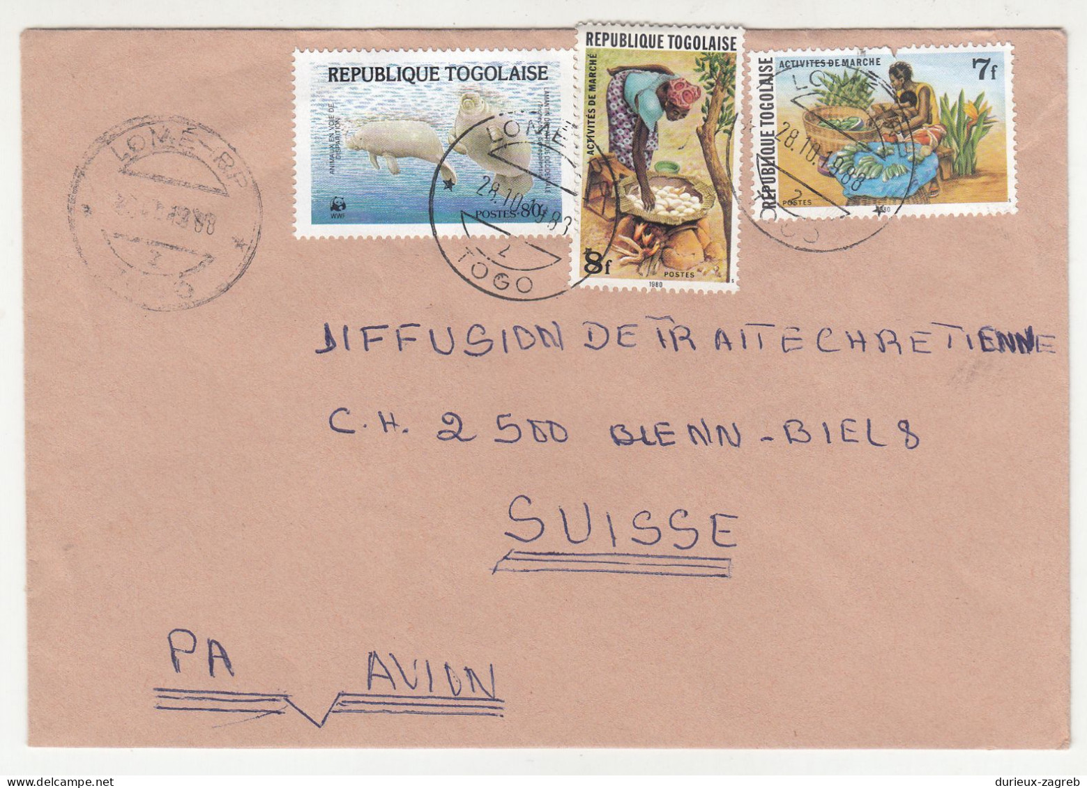 Republique Togolaise 32 letter covers posted 1988 to Switzerland b240510