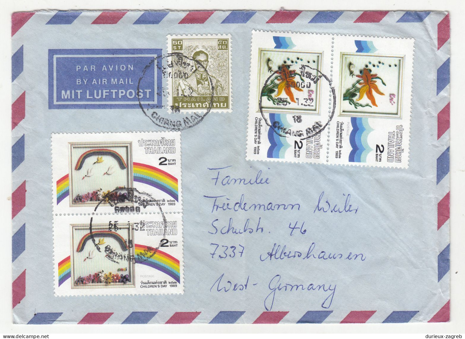 Thailand Air Mail Letter Cover Posted 1989 To Germany B240510 - Thailand