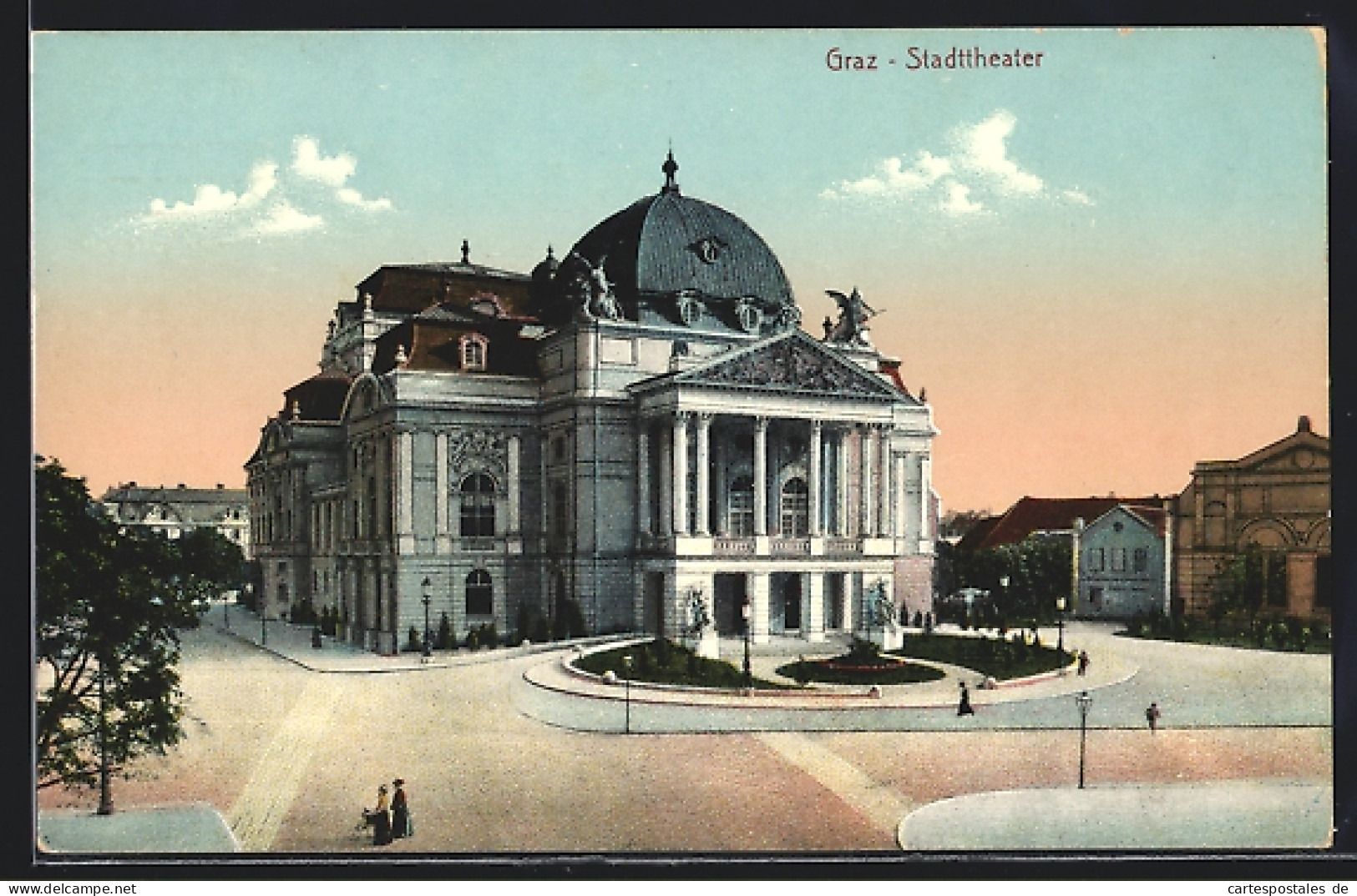 AK Graz, Stadttheater Mit Rundanlage  - Sonstige & Ohne Zuordnung