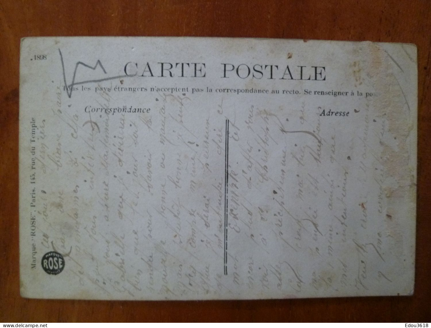 Carte Postale 18 Paris Gare De L'Est Marque Rose X - Metro, Stations