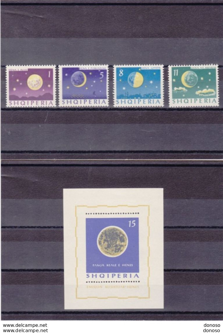 ALBANIE 1964 LES 4 PHASES DE LA LUNE Yvert 694-697 + BF 6L, Michel 839-842 + Bl 24 NEUF** MNH Cote :yv 38,50 Euros - Albania