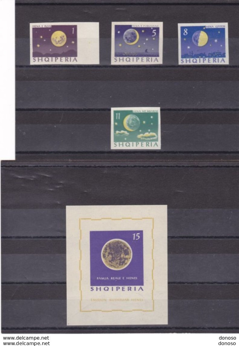 ALBANIE 1964 LES 4 PHASES DE LA LUNE Michel 844-847 + Block 25 NEUF** MNH - Albanie