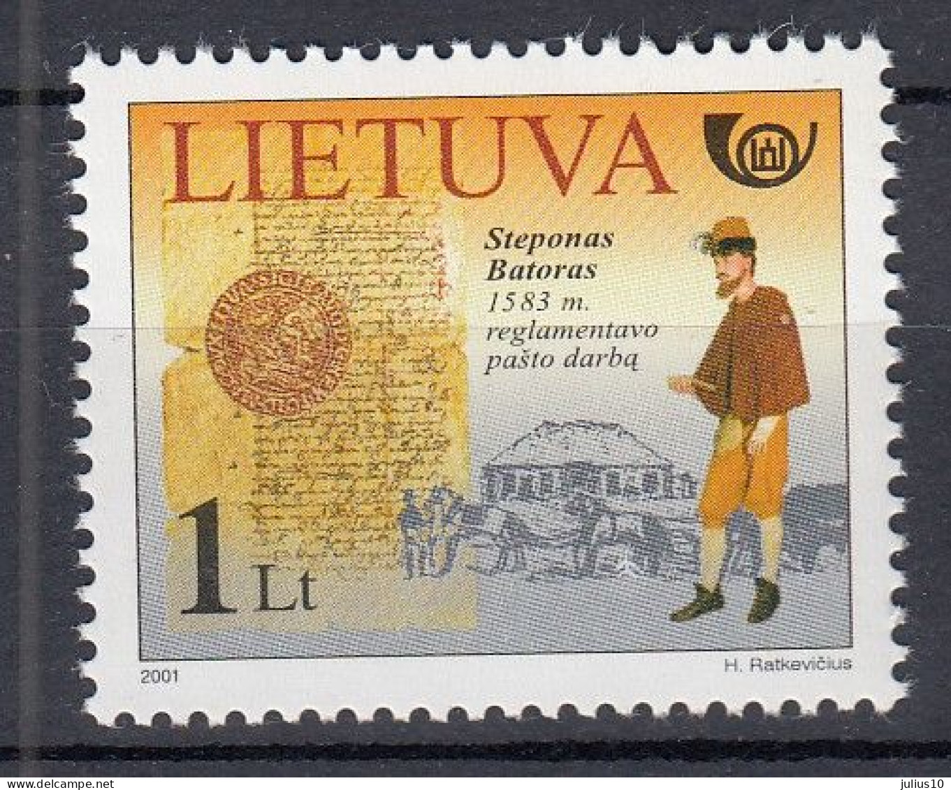 LITHUANIA 2001 Post History MNH(**) Mi 773#Lt1049 - Litauen