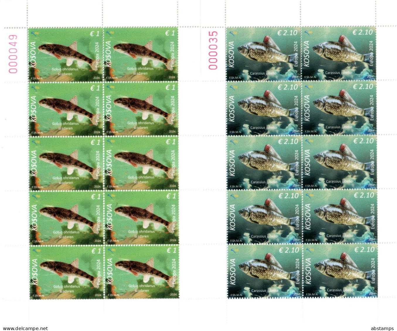 Kosovo Stamps 2024. Europa CEPT Underwater Flora & Fauna. Fish. Mini Sheet Of 10 - Kosovo