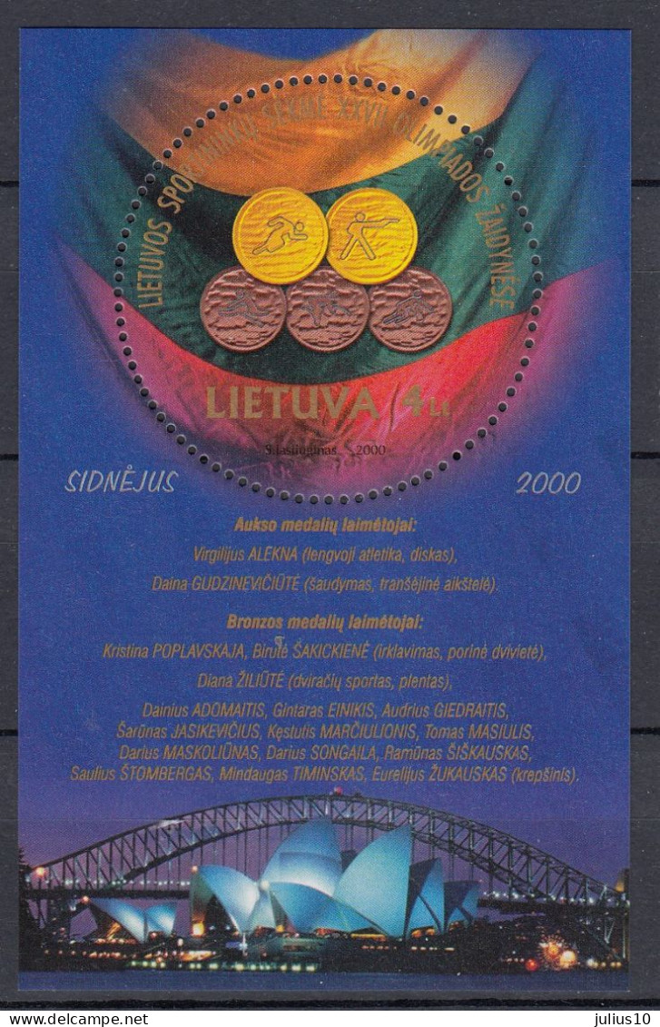 LITHUANIA 2000 Olympic Games Medals MNH(**) Mi Bl 21 #Lt1052 - Litouwen