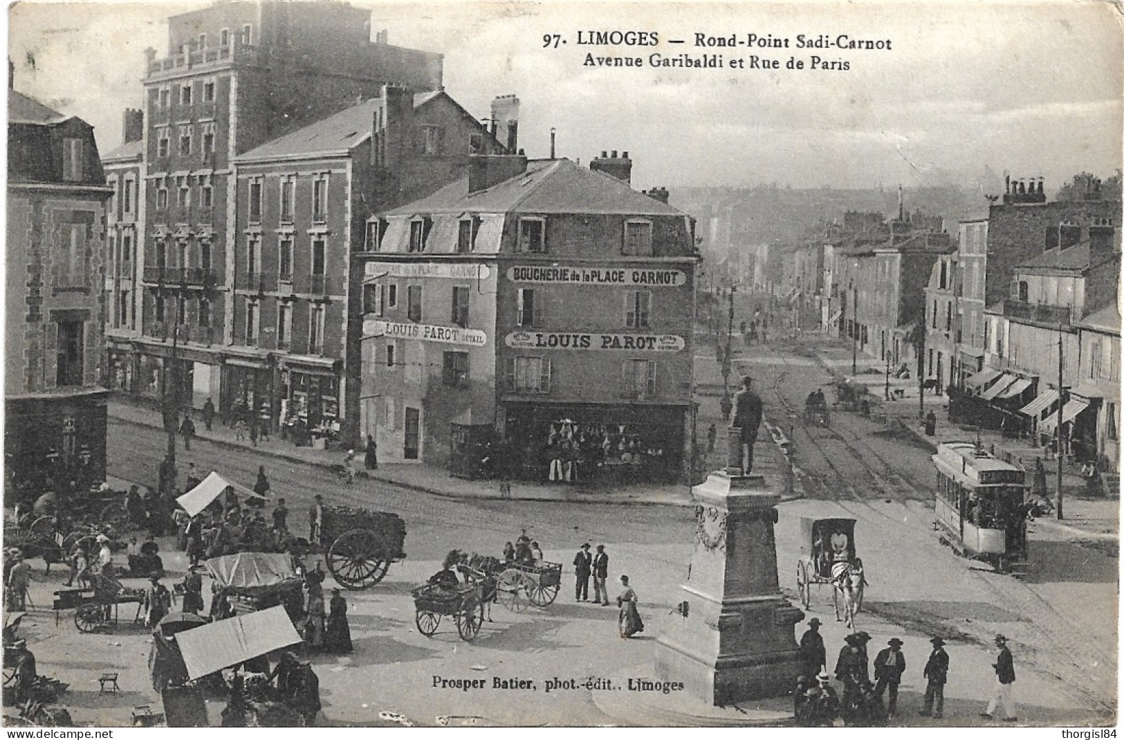 87 - LIMOGES Rond-Point Sadi-Carnot Avenue Garibaldi Et Rue De Paris Animée écrite - Limoges