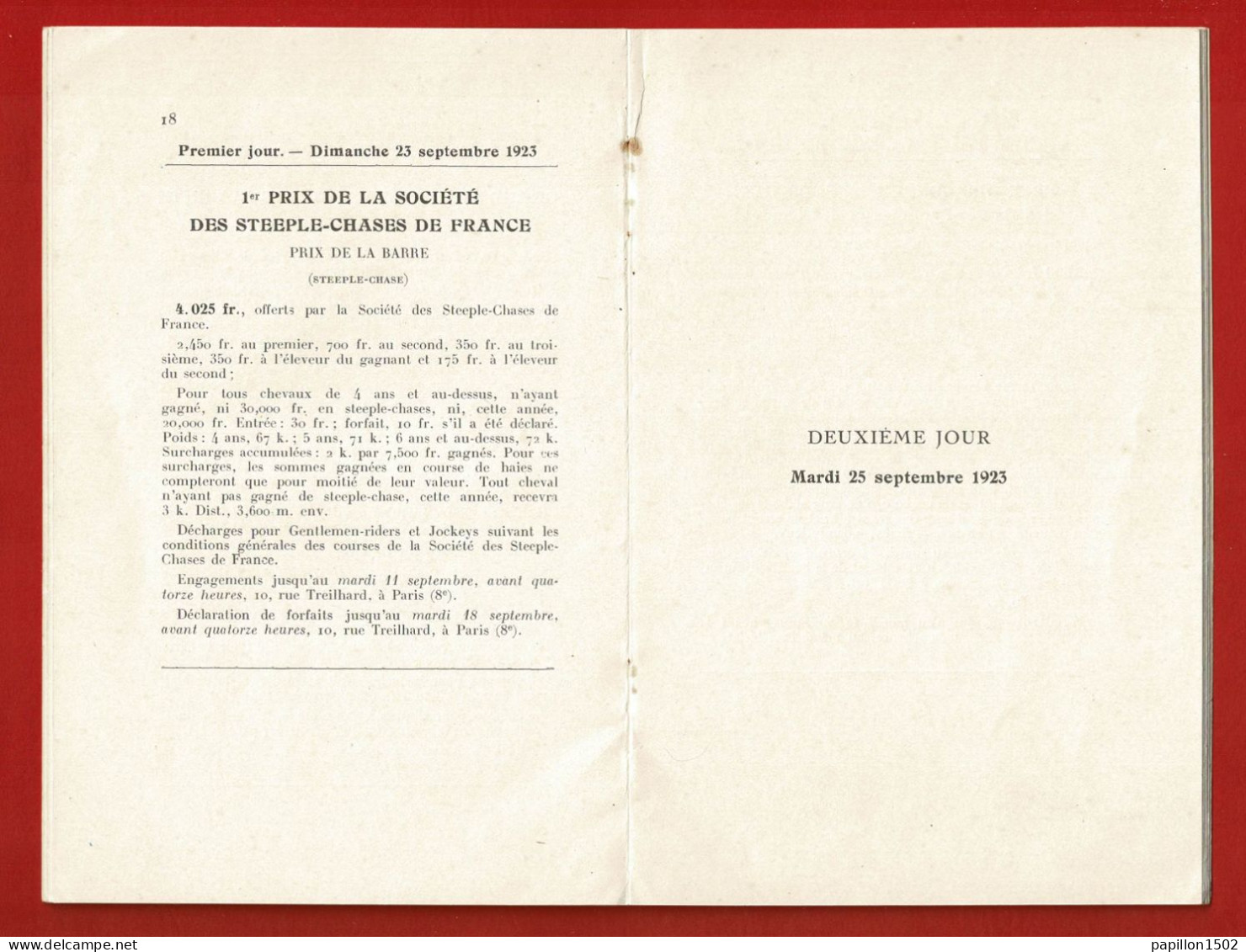 F-64-Anglet-344PA1  Hippodrome de la Barre 1923, programme des courses de Bayonne-Biarritz