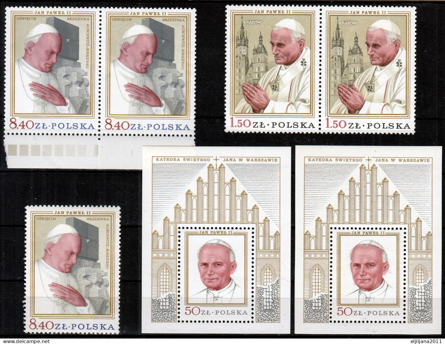 ⁕ Poland / Polska 1979 ⁕ Visit Of Pope John Paul II. Mi.2629-2631 Block 75 ⁕ 5v MNH Stamps + 2v MNH Blocks - Unused Stamps