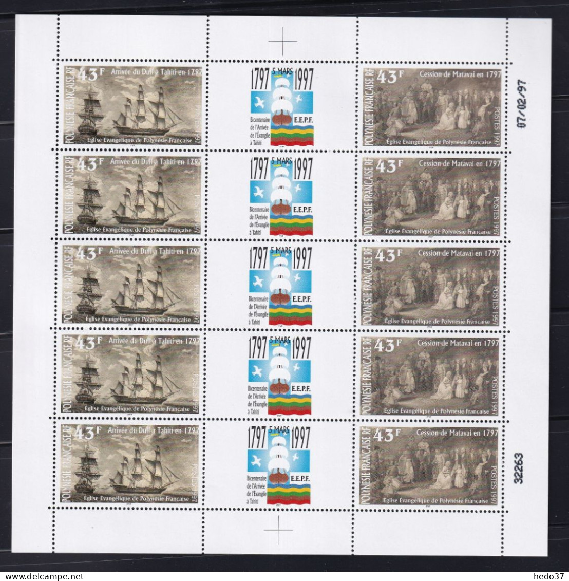 Polynésie N°527A - Feuille De 5 Triptyques - Neufs ** Sans Charnière - TB - Unused Stamps