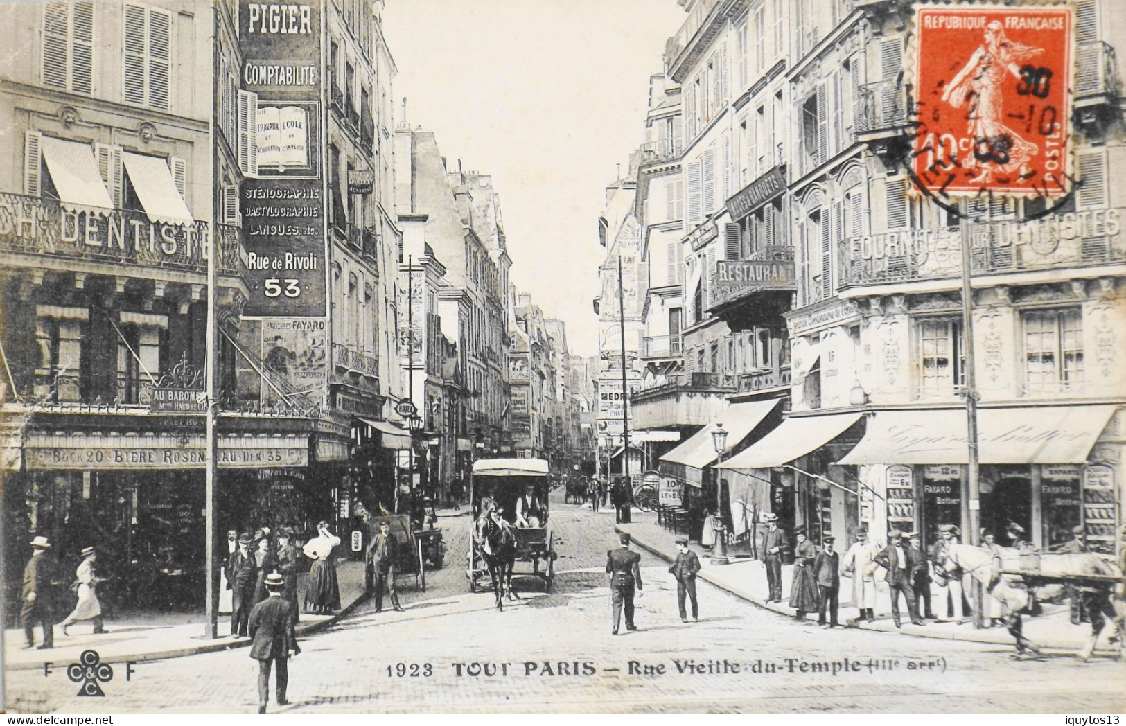 CPA. [75] > TOUT PARIS > N° 1923 - (RARE) - Rue Vieille Du Temple - Belle Animation (IIIe Arrt.) - Coll. F. Fleury - TBE - Paris (03)