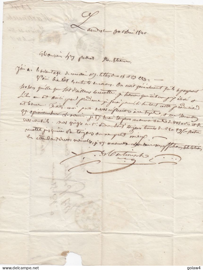 37098# AUBENAS 30 MAI 1840 T12 ARDECHE LETTRE Datée De LANDES Pour ST ETIENNE LOIRE - 1801-1848: Précurseurs XIX