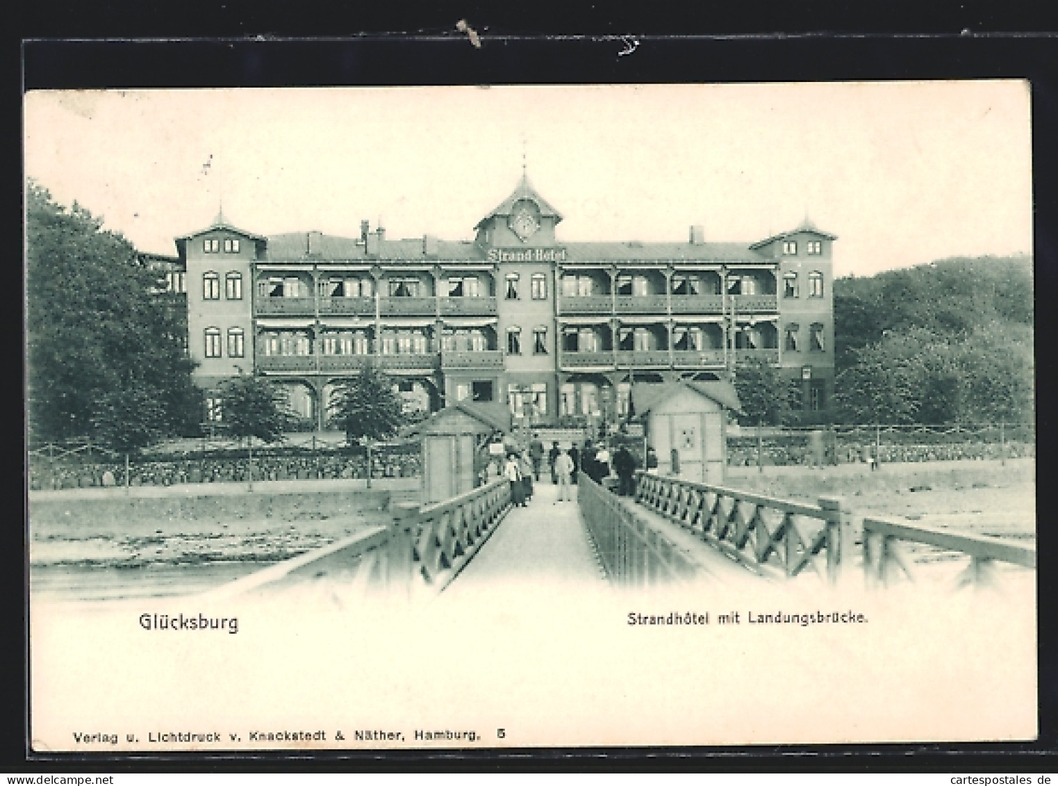 AK Glücksburg, Strandhotel Mit Landungsbrücke  - Glücksburg