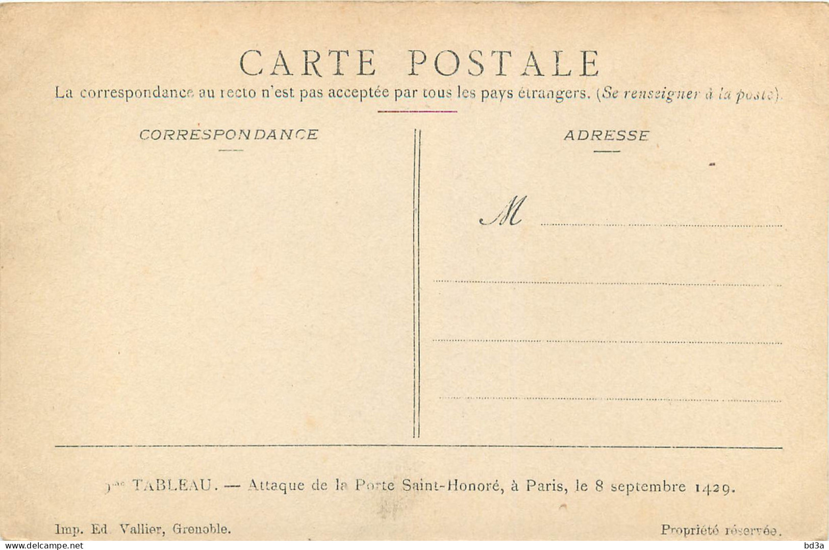 JEANNE D'ARC - ATTAQUE DE LA PORTE ST HONORE A PARIS - Personajes Históricos