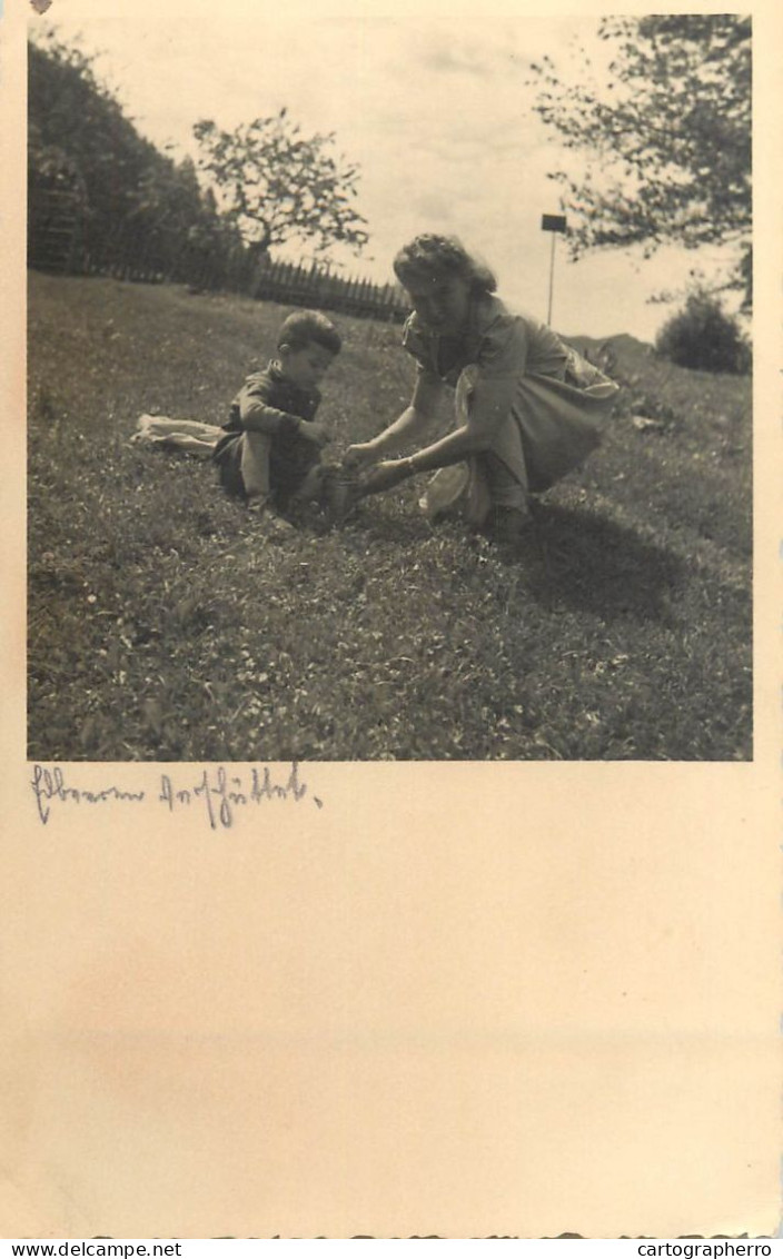 Social History Souvenir Photo Postcard Woman And Child In Nature - Photographs