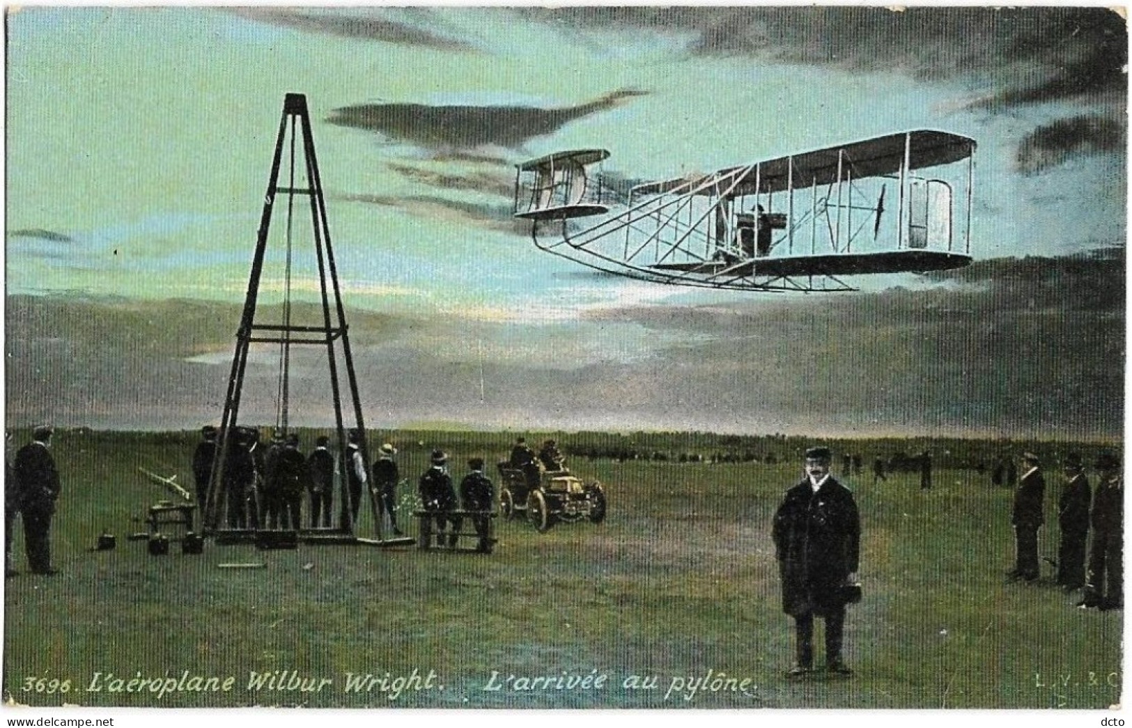 4 Cpa Aéroplane Wilbur Wright Rentrée Au Hangar, Arrivée Pylone & Blériot Et Anzani Traversée De La Manche - Andere & Zonder Classificatie