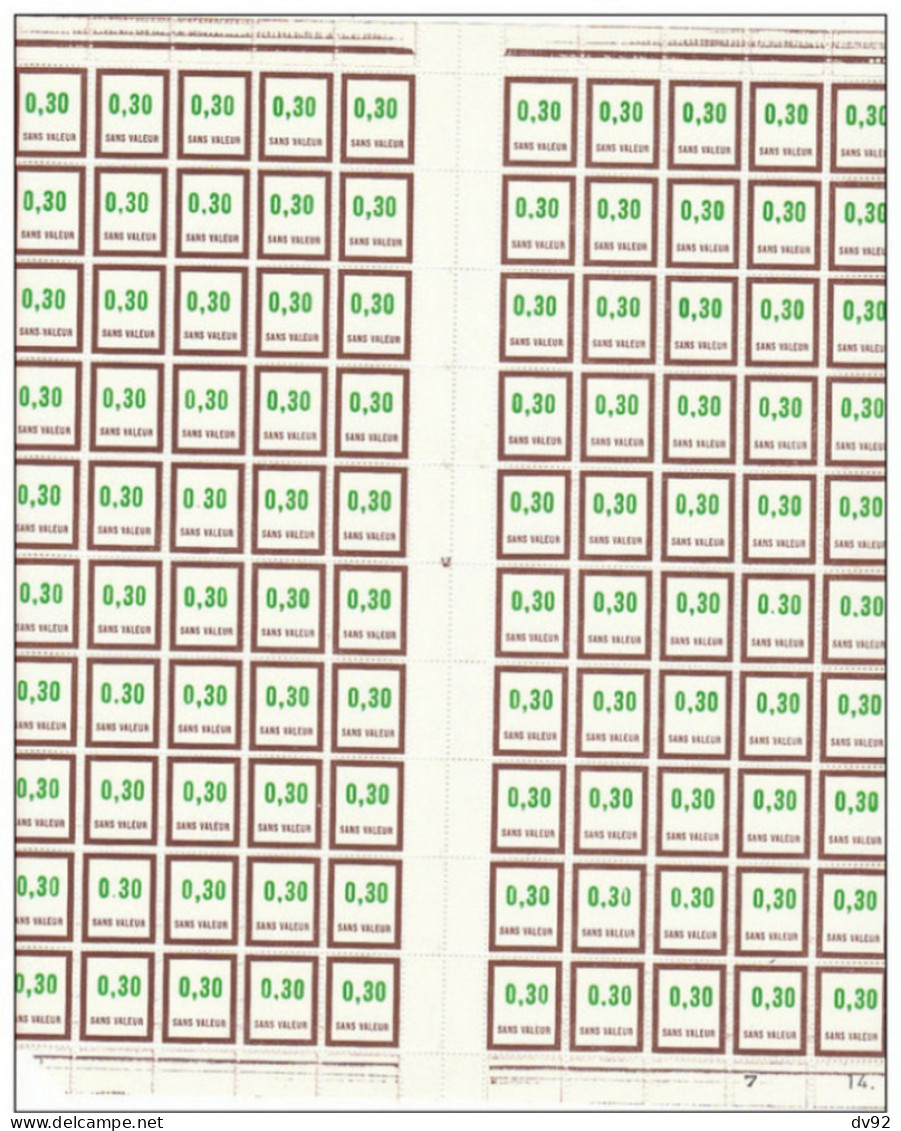 FRANCE TIMBRES FICTIFS FEUILLE COMPLETE TIMBRES USAGE COURANT N° F 193 - Fictifs