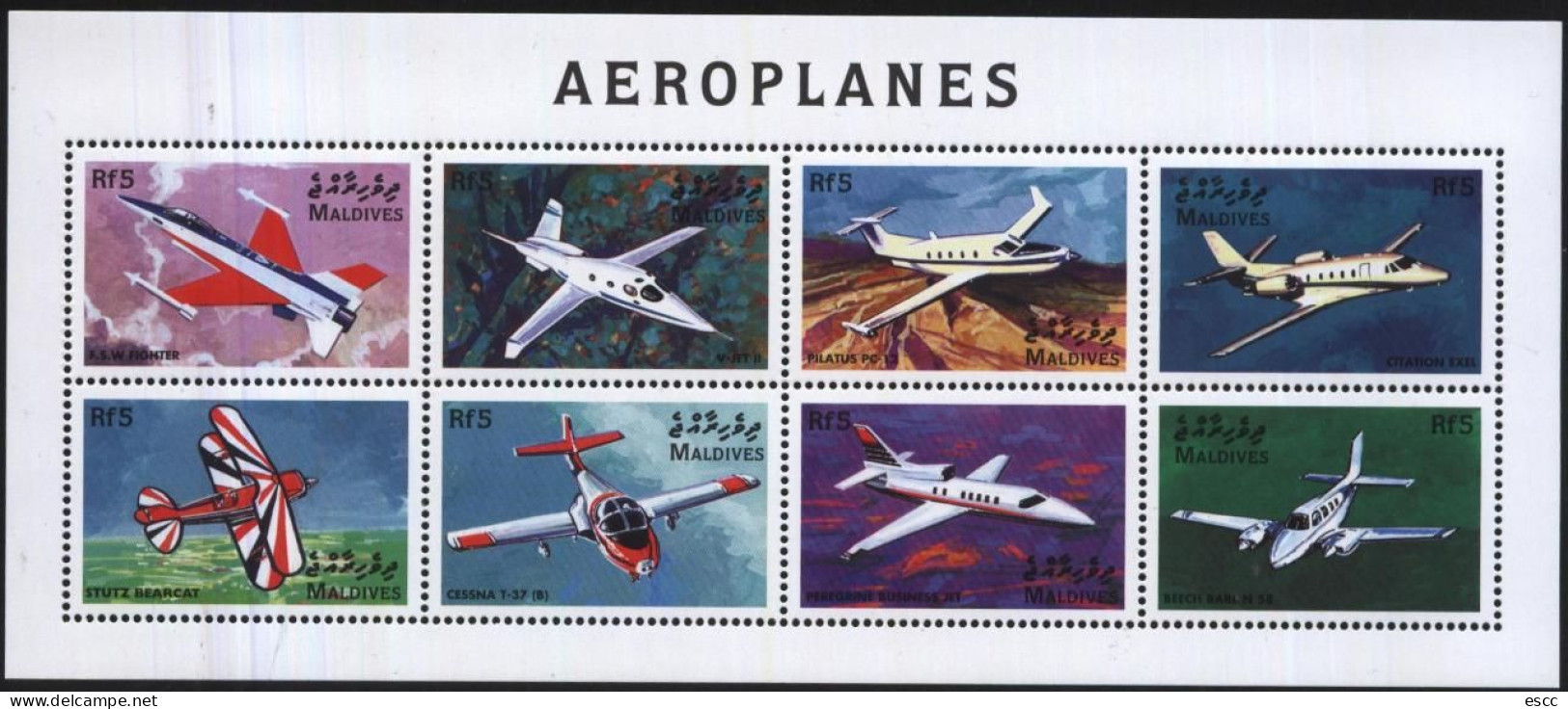 Mint Stamps In Miniature Sheet Aviation Airplanes 1998 From Maldives - Vliegtuigen