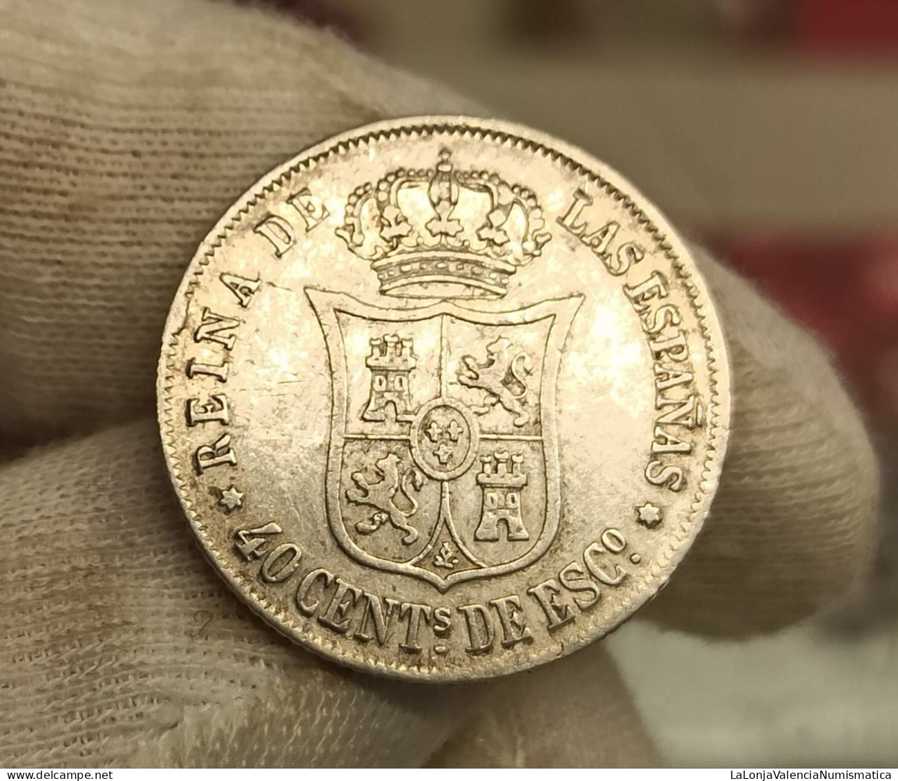 España Spain Isabel II - 40 Céntimos De Escudo 1865 Madrid Km 628.2 Plata - Other & Unclassified