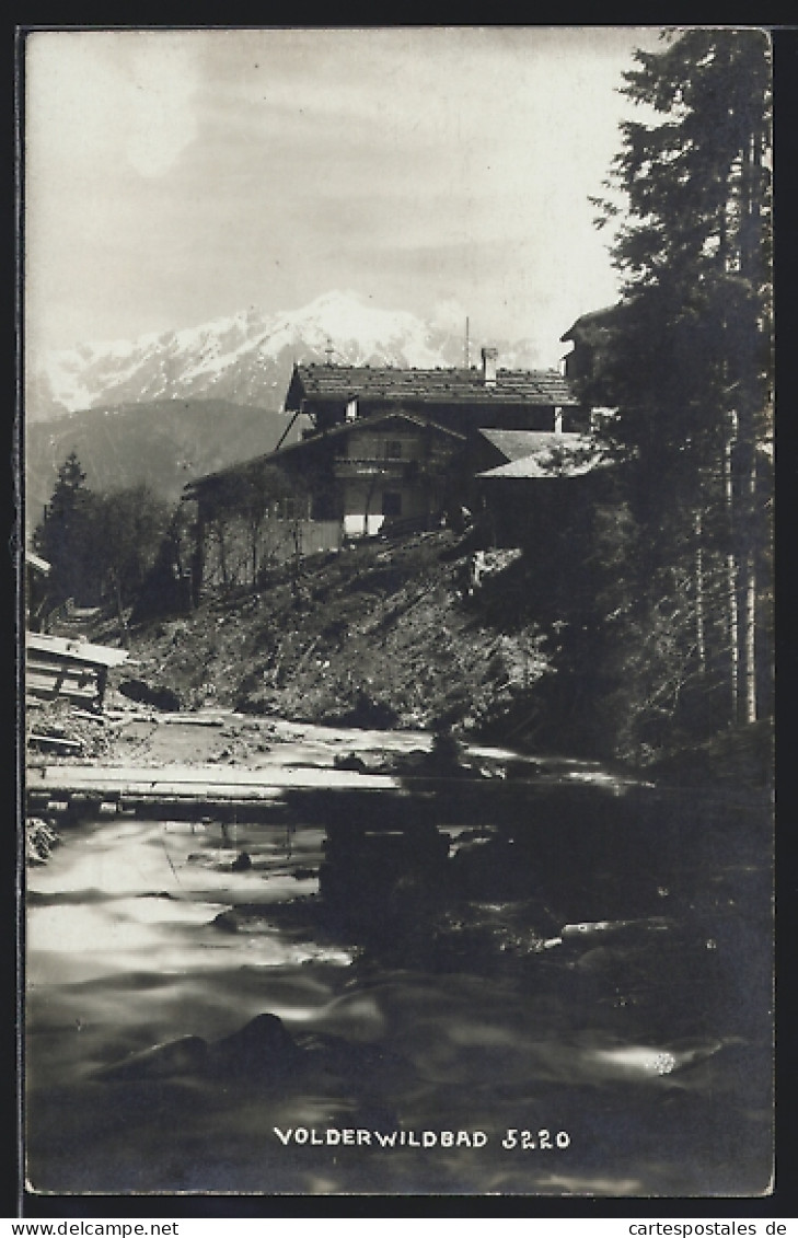 AK Volderwildbad, Flusspartie Vor Bergpanorama  - Autres & Non Classés