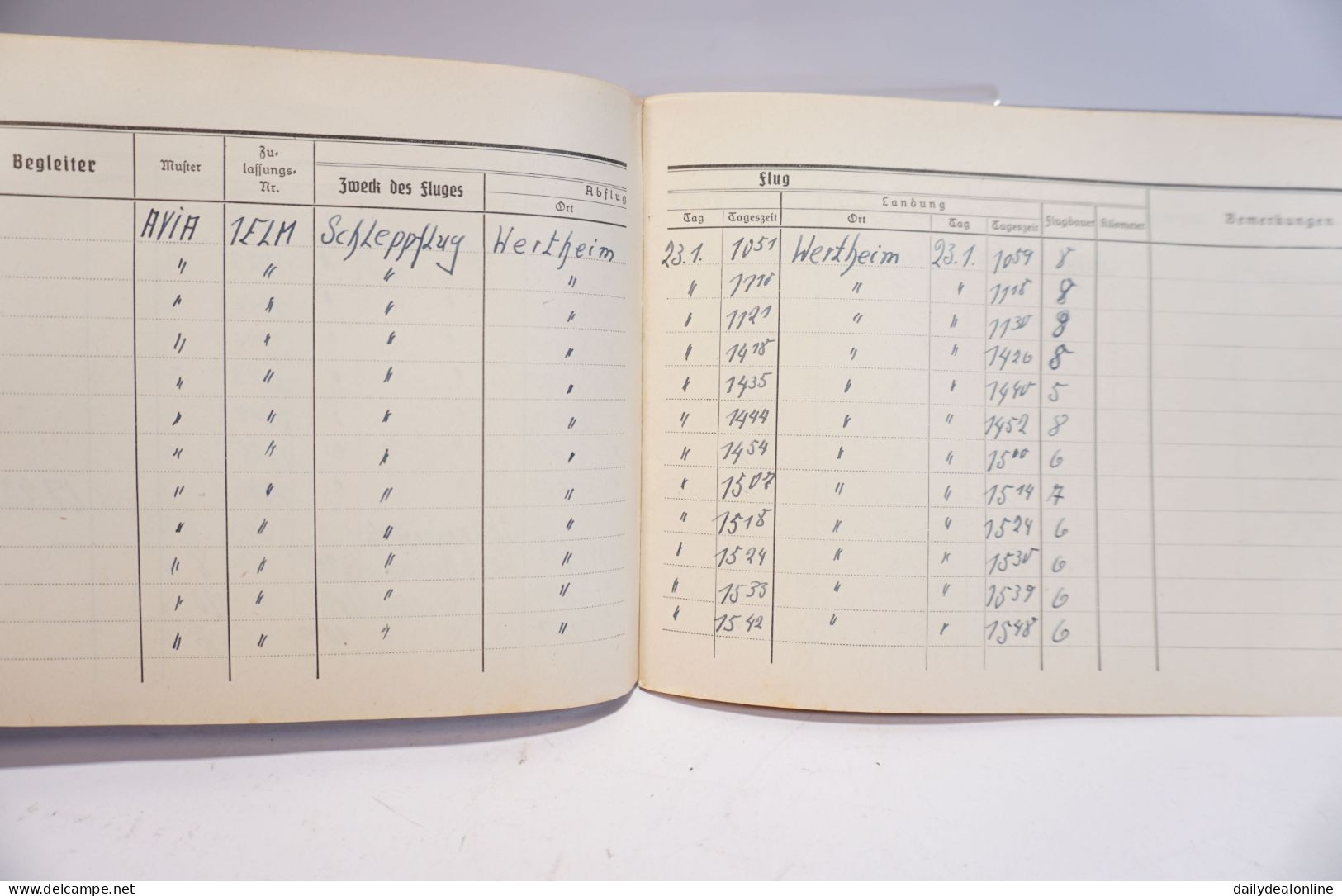 Original Flugbuch 1942/1943 2. WK WW2 Heinkel He.46 Avia Focke 44 Wertheim Usw. - 1939-45