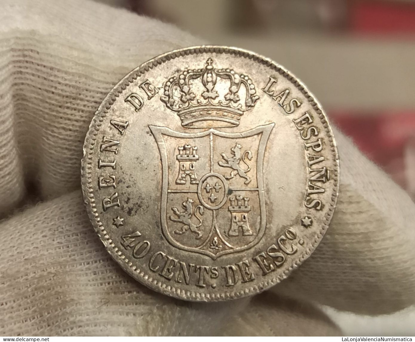 España Spain Isabel II - 40 Céntimos De Escudo 1866 Madrid Km 628.2 Plata - Other & Unclassified