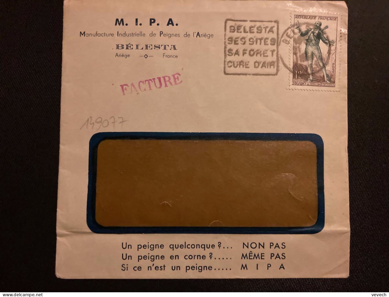 LETTRE MIPA PEIGNES DE L'ARIEGE TP FIGARO 12F OBL. DAGUIN 21-? 1954 BELESTA ARIEGE (09) SES SITES SA FORET CURE D'AIR - Maschinenstempel (Sonstige)