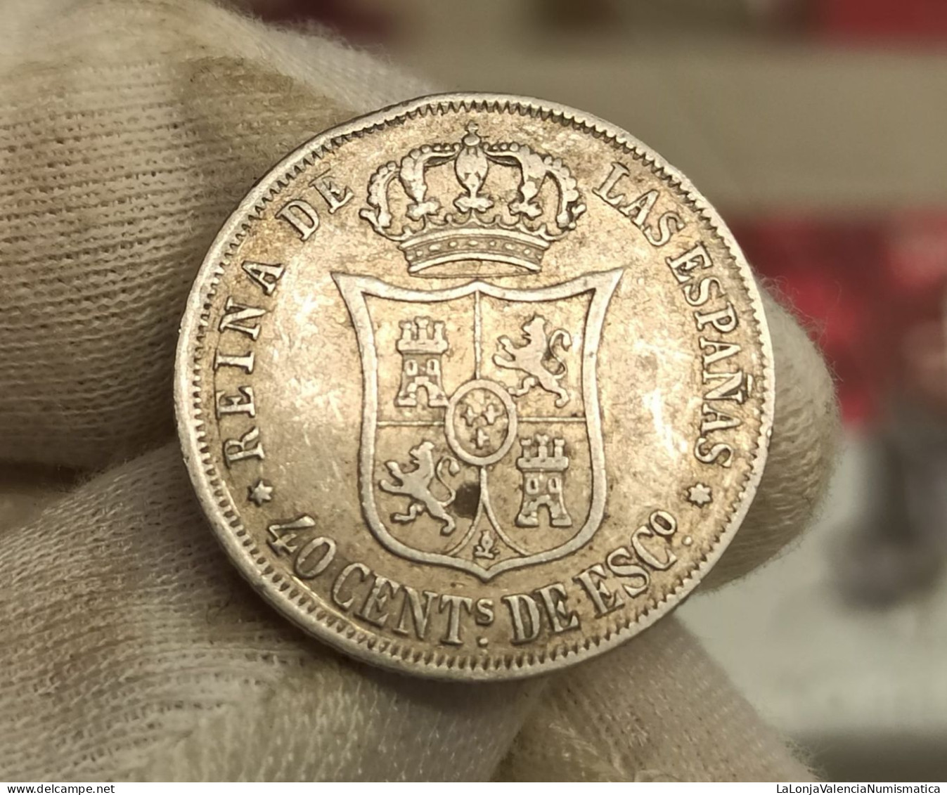 España Spain Isabel II - 40 Céntimos De Escudo 1867 Madrid Km 628.2 Plata - Autres & Non Classés