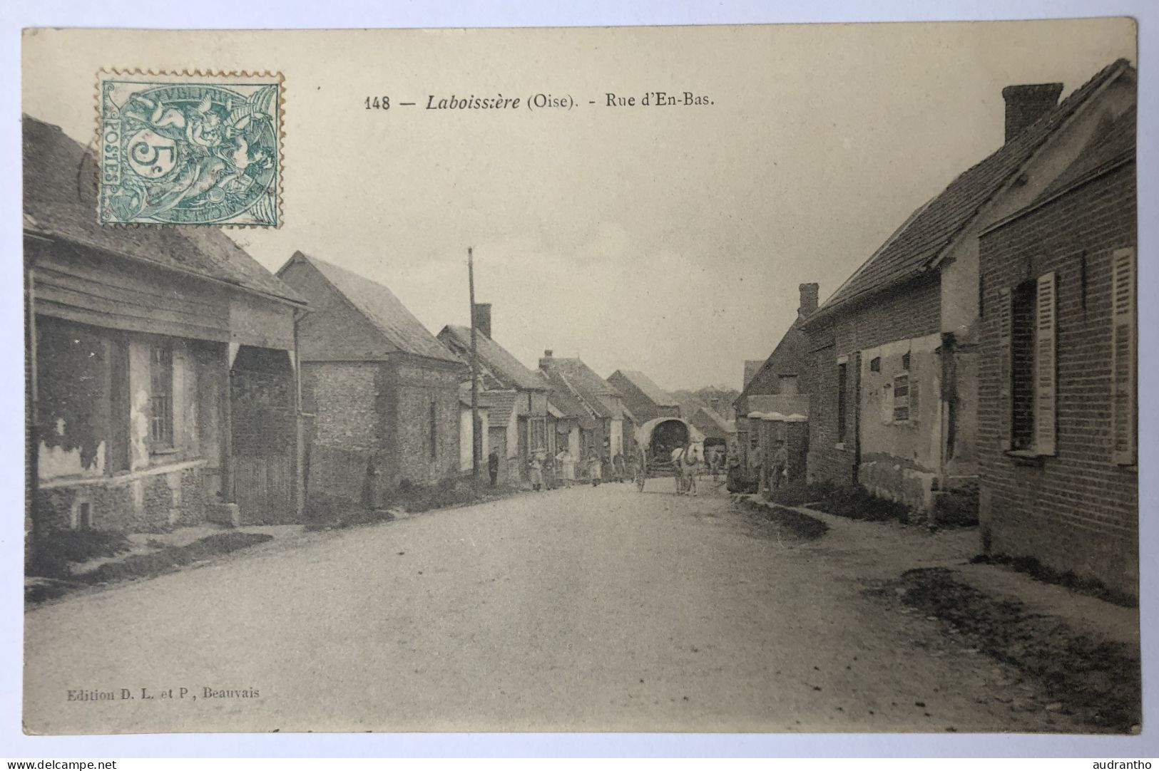 CPA 60 LABOISSIERE - Rue D'En-Bas - Personnages - Charette Avec Chevaux - Andere & Zonder Classificatie