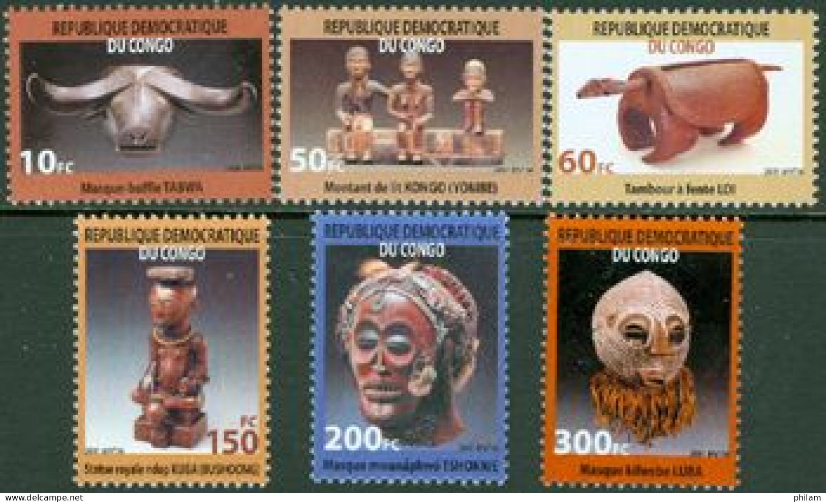 CONGO KINSHASA 2002 - Masques - 6 V. - Mint/hinged