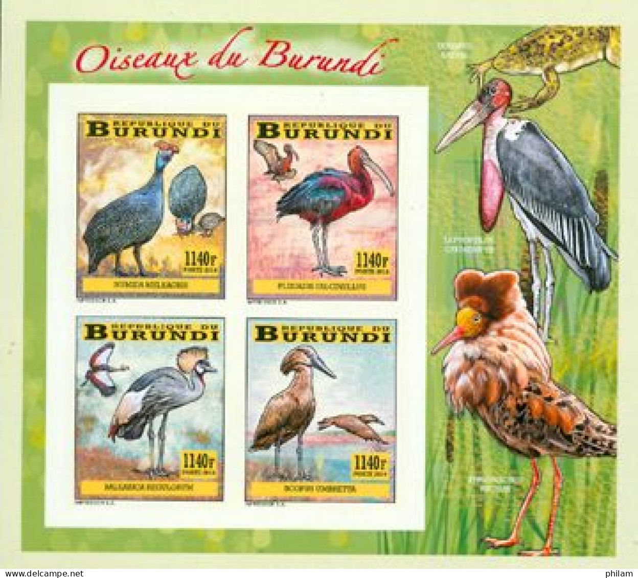 Burundi 2014 - Les Oiseaux Du Burundi - Echassiers - Bloc Collectif ND - Unused Stamps