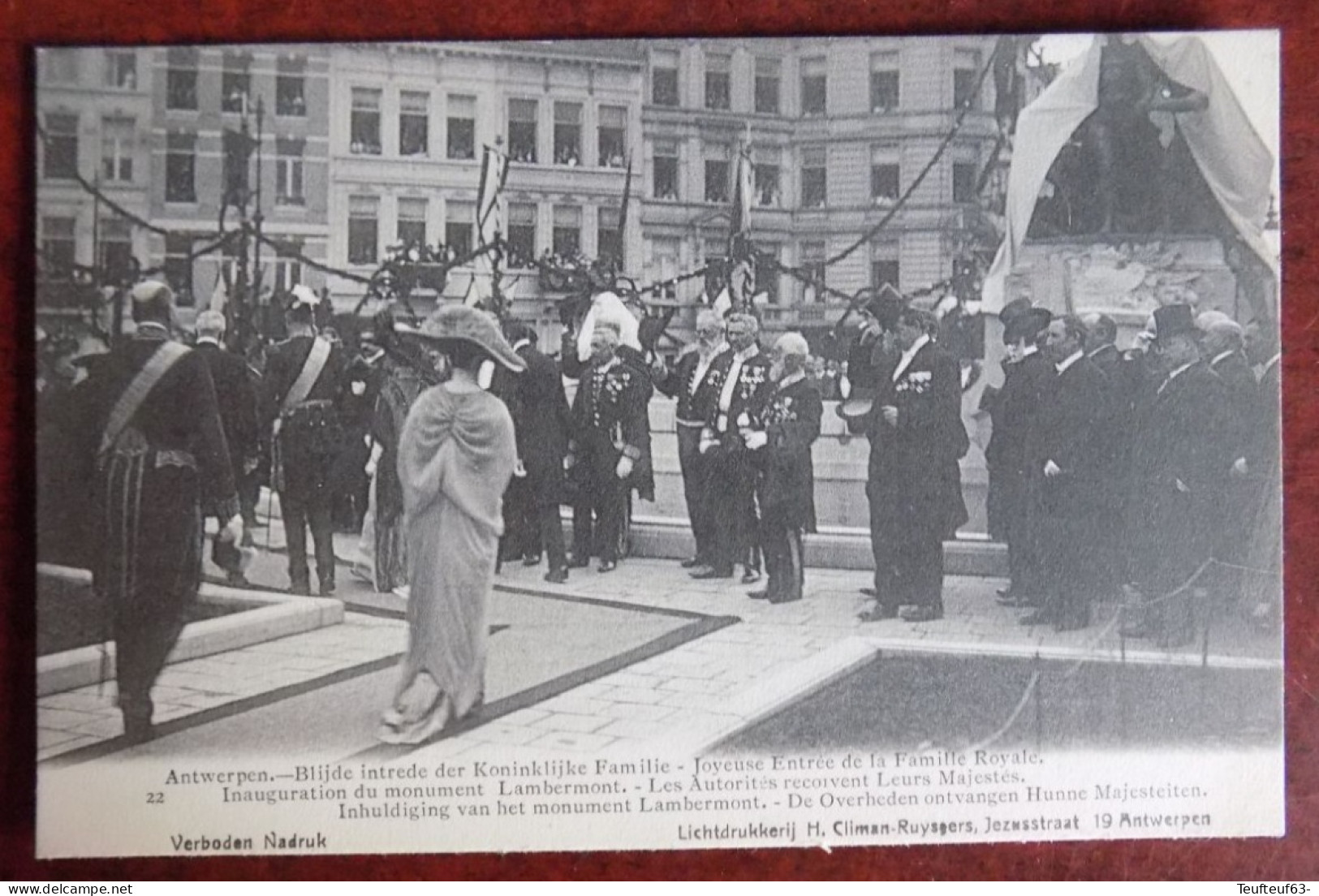 Cpa Anvers ; Joyeuse Entrée De La Famille Royale - Inauguration Du Monument Lambermont - Les Majestés Reçues - Antwerpen