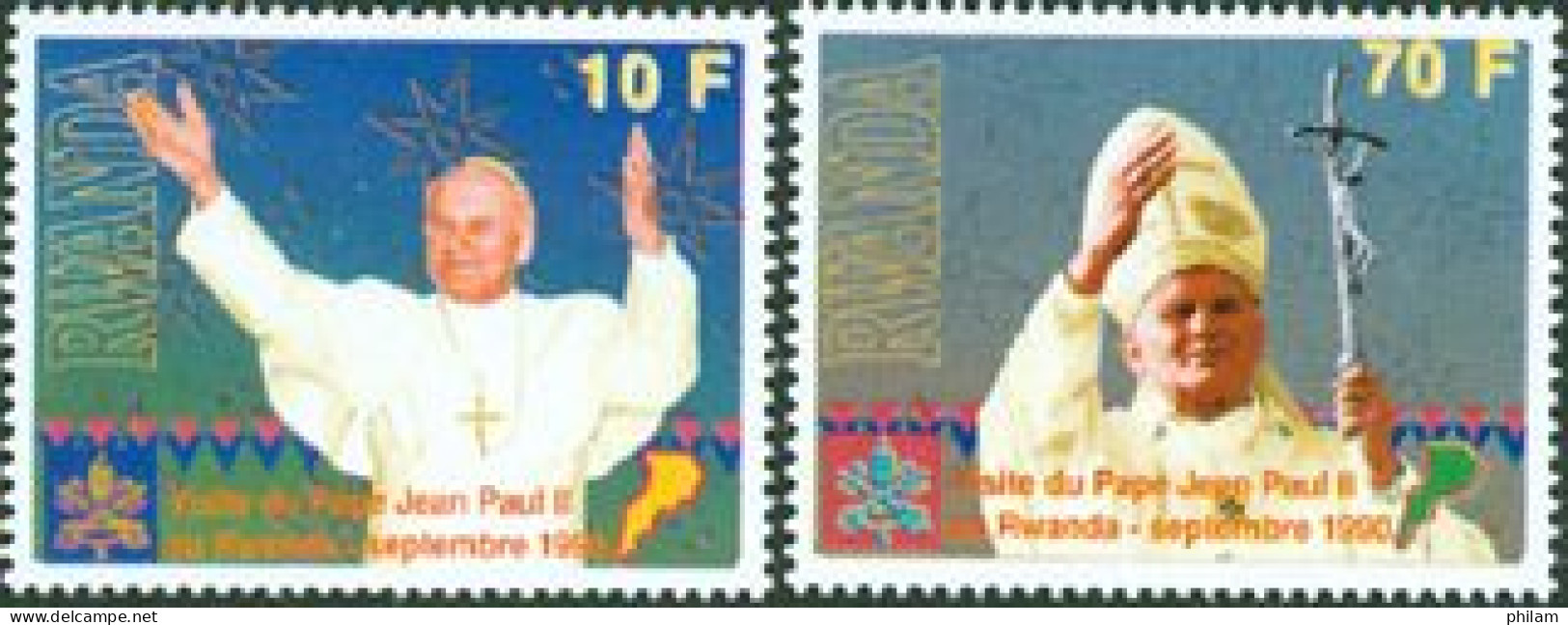 RWANDA 1990 - Voyage Du Pape Jean-Paul II - 2 V. - Papes