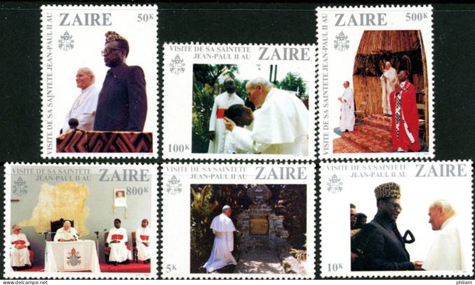 ZAIRE 1981 - Visite Du Pape Jean-Paul II  - 6 V. - Papes
